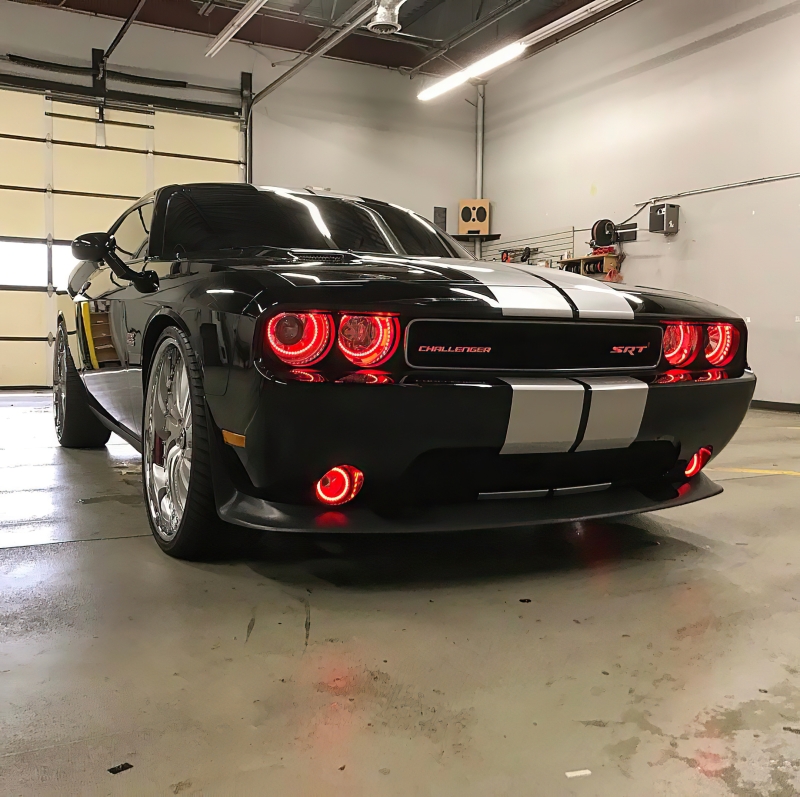 Dodge Challenger Headlight Halo Kit - ORACLE Lighting - LED Projector - Red - `08-`14